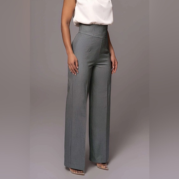 Micas Pants - Micas Basic High-Waisted Wide Leg Trousers S UP-12